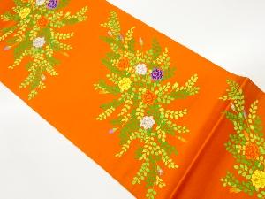 草花模様織出し袋帯